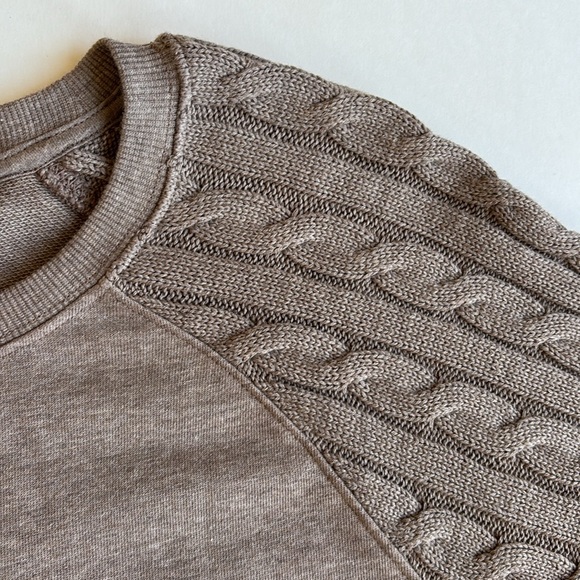 Ralph Lauren Black Label Brown‎ Cable Knit Cotton Crew Sweater Women’s Large - Picture 4 of 12